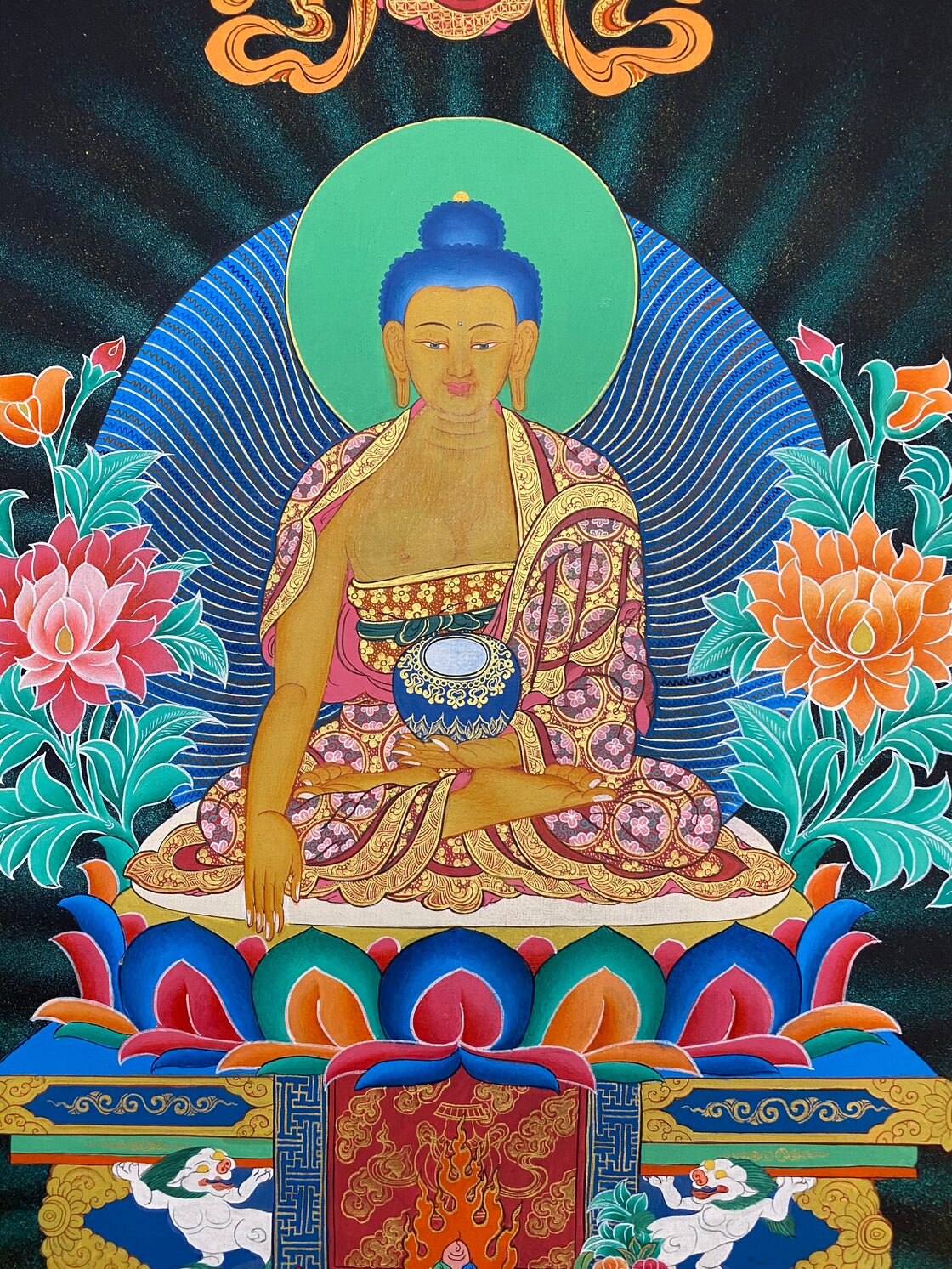 手描き仏画【釈迦如来】曼荼羅 仏陀 ネパールタンカ TA439 | PAY ID