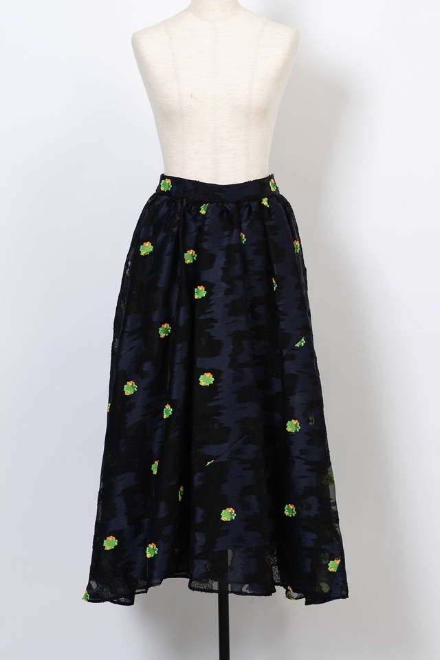 Coral Jaquard  Skirt　BLACK