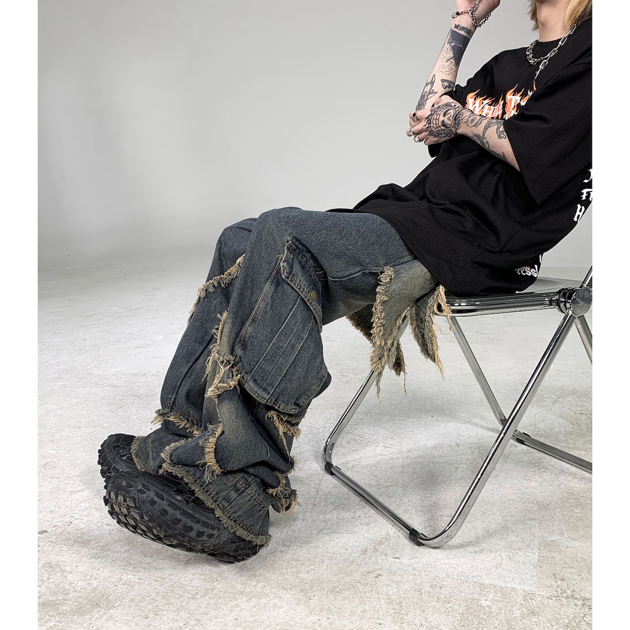 VIBE ストリート スターデニムロング パンツ P116