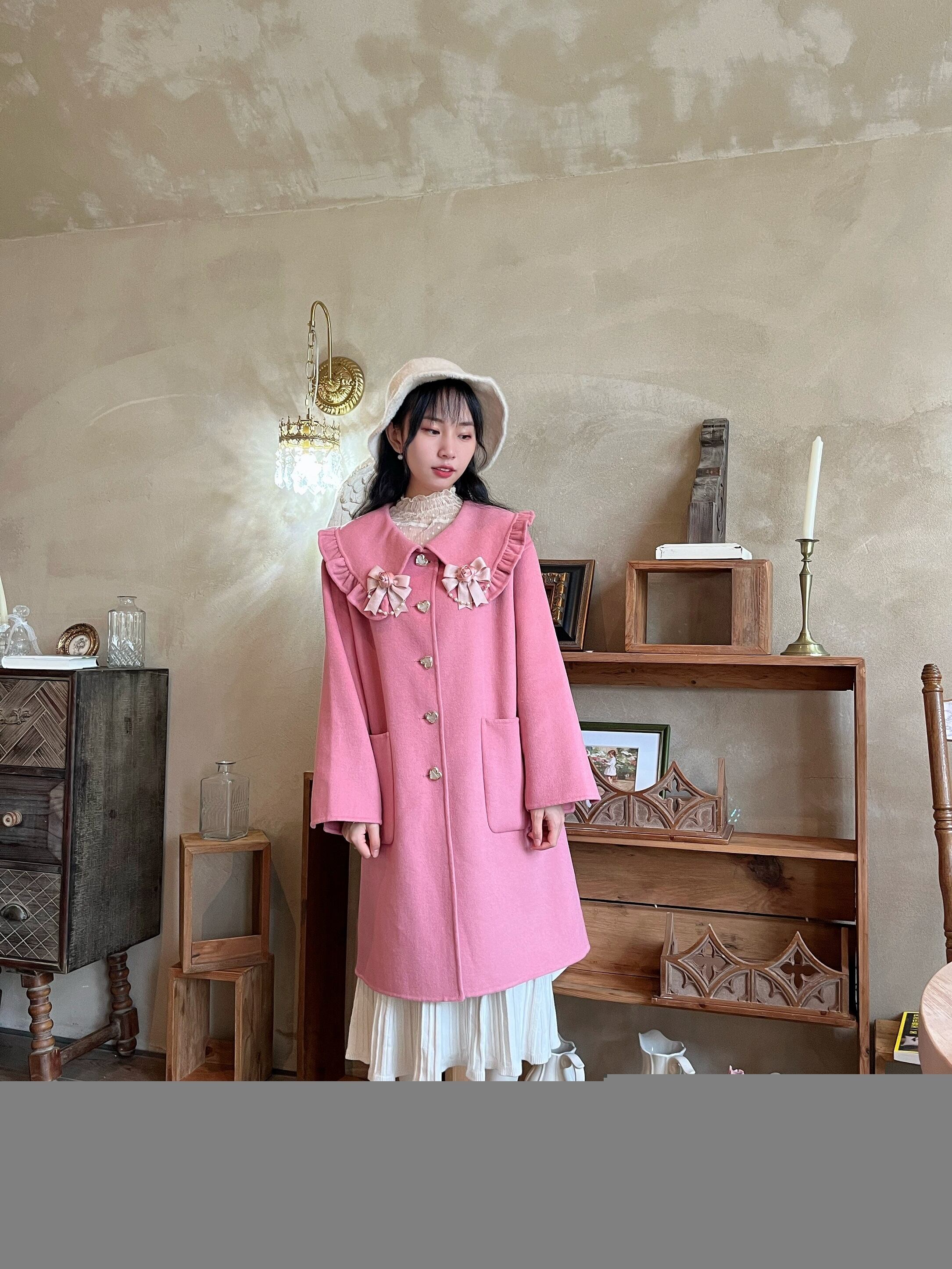 コート ピンク リボン 水色 黄色 姫 ガーリー 原宿 リボン 可愛い