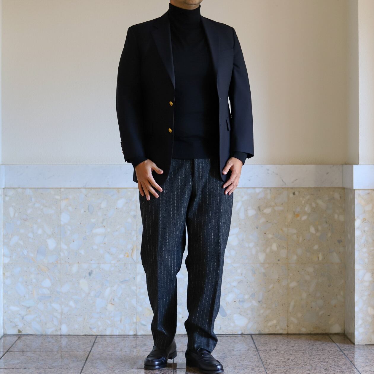 ①【美品】BROOKS BROTHERS ロロピアーナ 紺ブレザー 金釦 XL 極美品】BROOKS BROTHERS Loro Piana Made in Canada wool Navy blazer