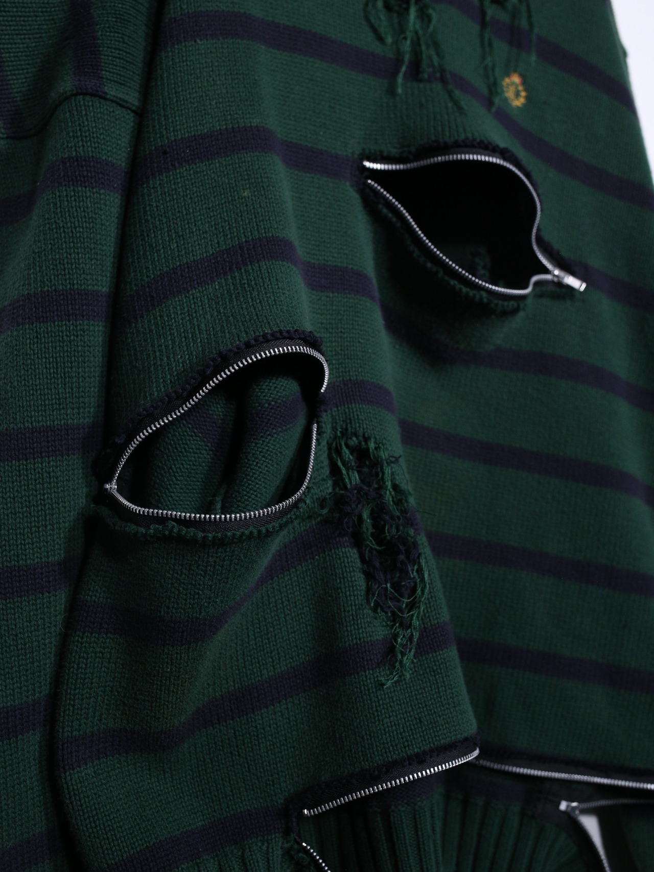 REMAKE / zipper custom border boro knit - 11