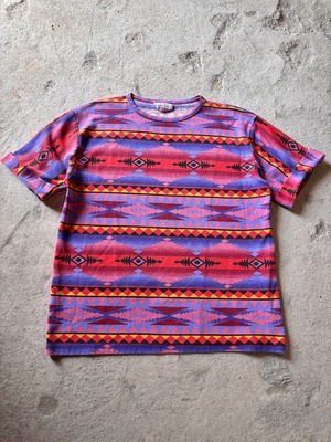 DENIM REPUBLIC/Native print Tee/XL相当/ネイティブ柄Tシャツ/総柄/デニムリパブリック