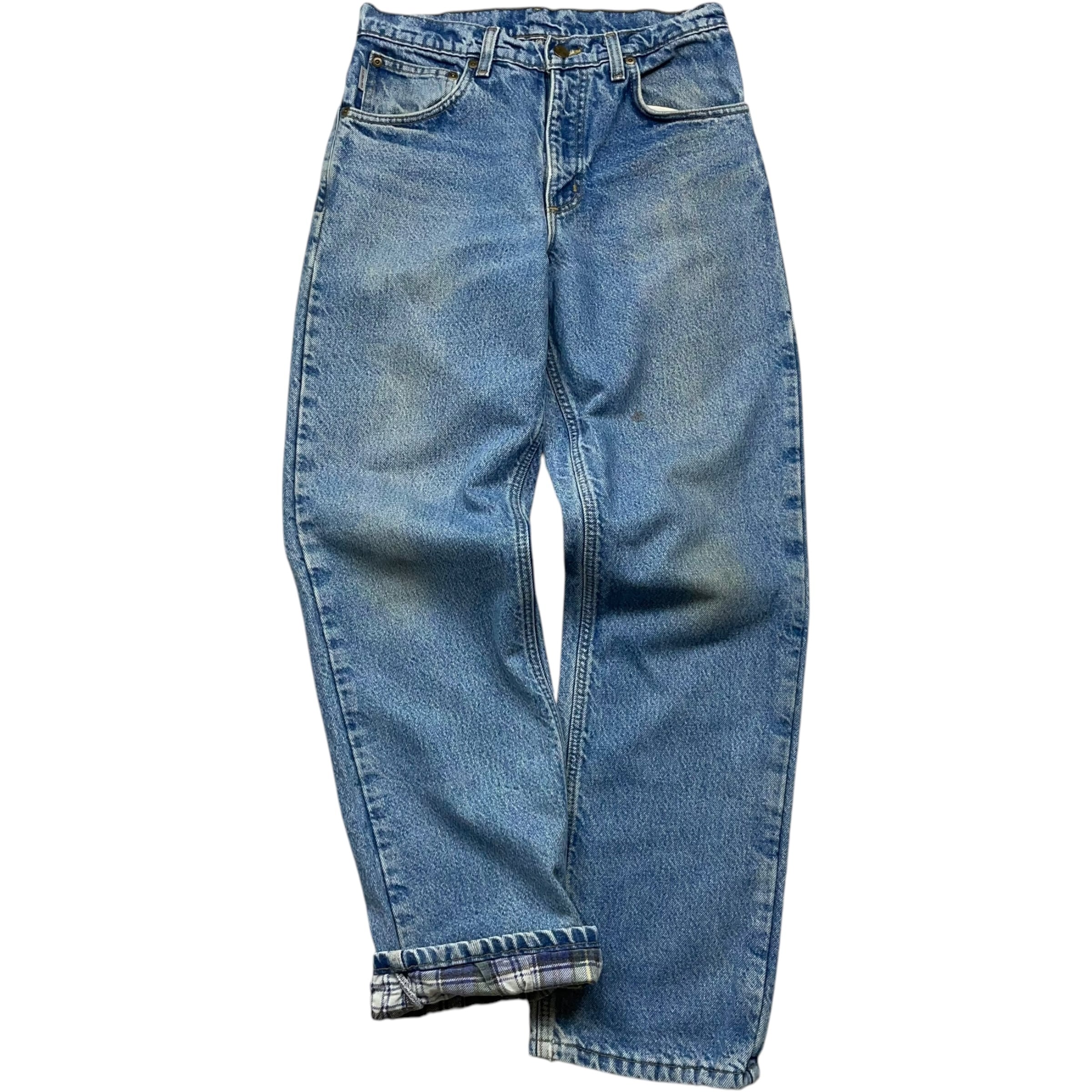 《実寸 W30L31》 Carhartt カーハート デニムパンツ 裏ネル ライトブルー 色落ち no.5279