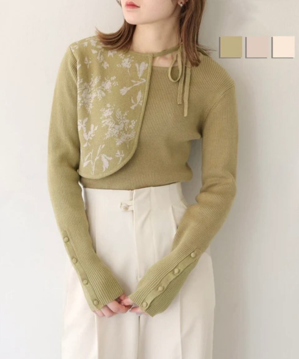 ジャガードレイヤードニット / 3color