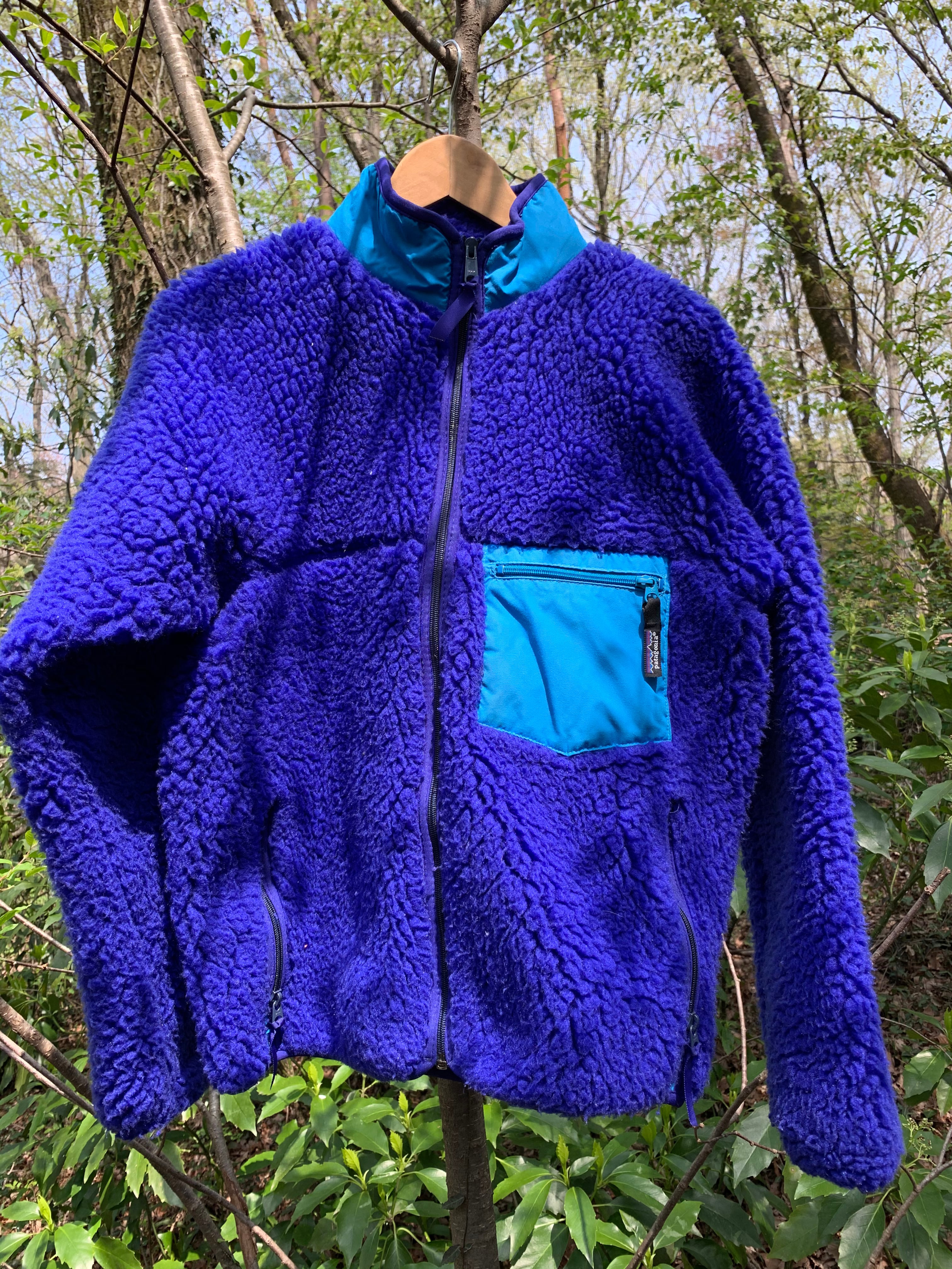 ☆ 80s パタゴニア レトロ パイル カーディガン フリース M コバルト 