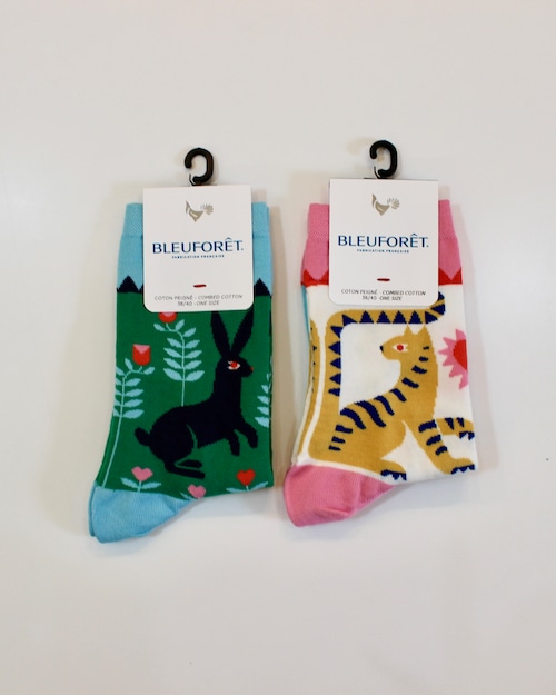 BLEU FORET/animal socks
