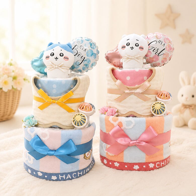 おむつケーキ ちいかわ ベビーアイテム キャラクタータオル 4点つき 2