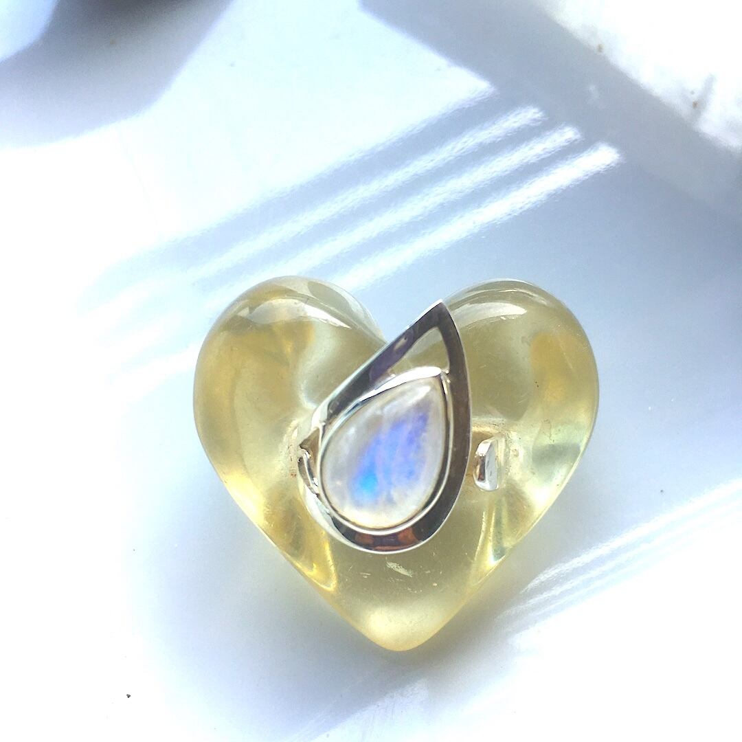 【SV925】✦6月の誕生石✦⋆.·レインボームーンストーンリング⋆.·Luna 月雫 .·✦