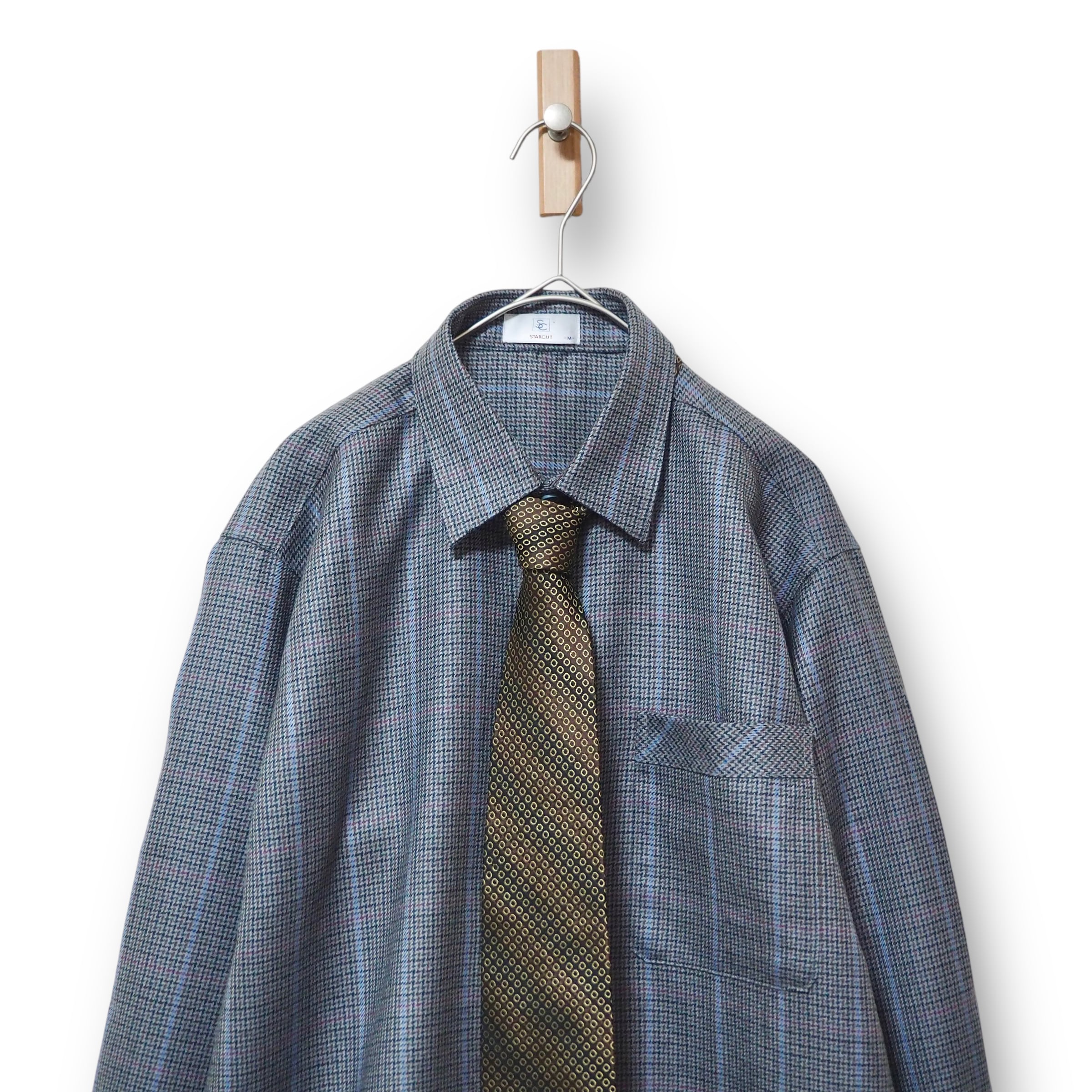 【VINTAGE】長袖デザインシャツ+ネクタイ