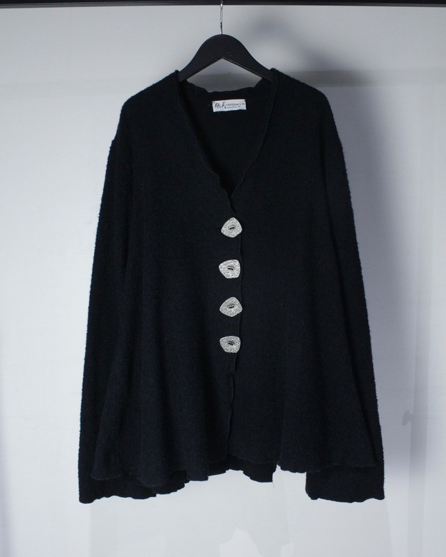 【Caka BLACK】Metallic Button Vintage Loose Wool Cardigan