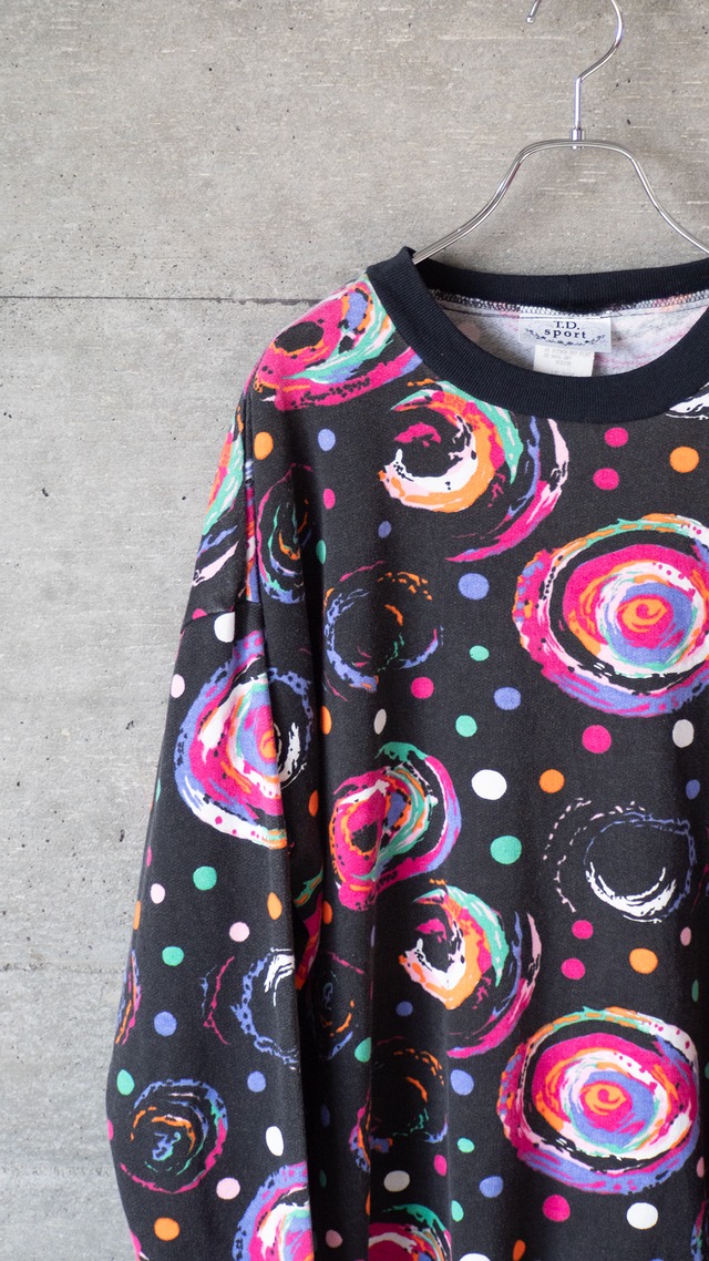 "T.D.sport" 1980s Psychedelic art sweat