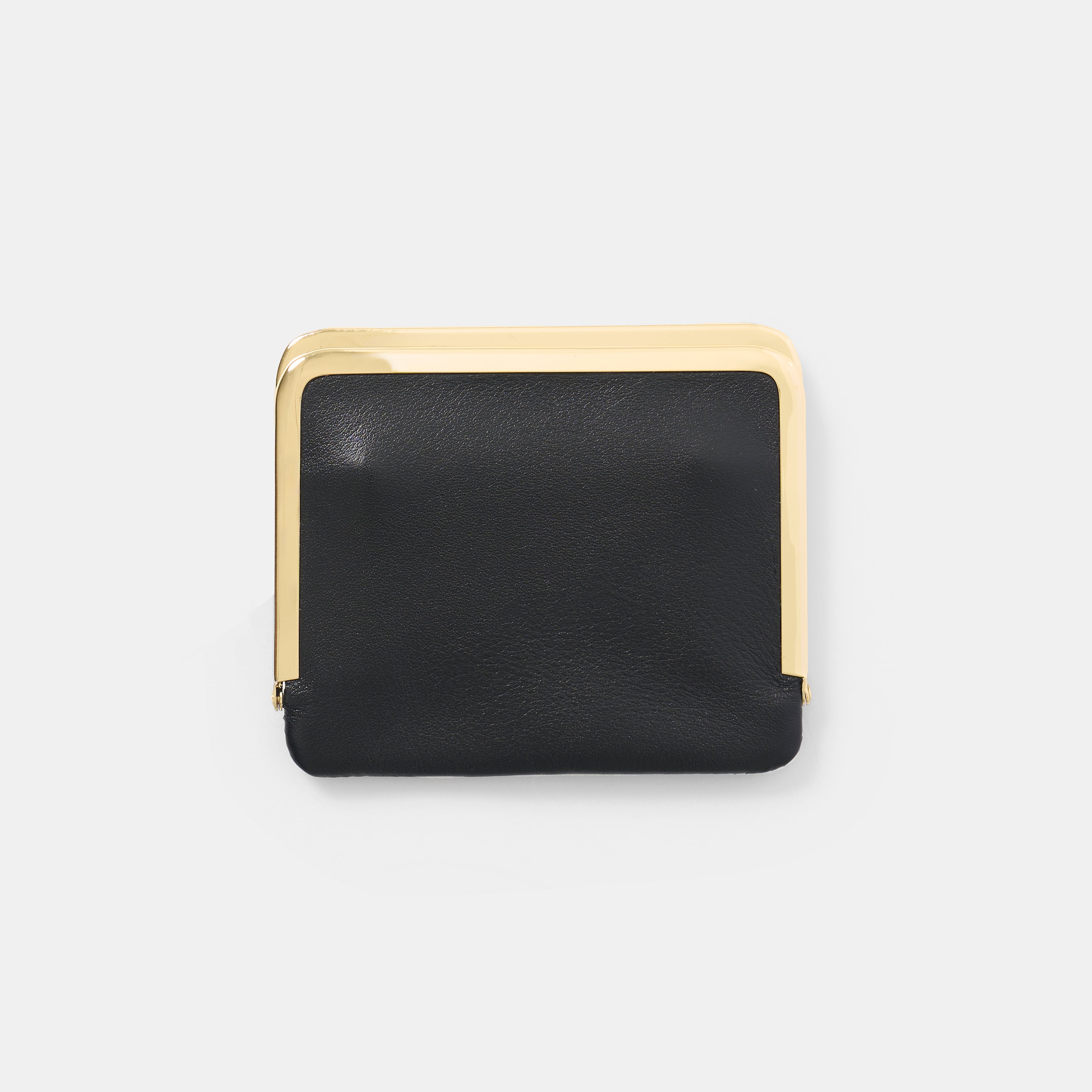 SAC À MAIN】Framed Leather Half Wallet BLACK（GOLD） | Morphee