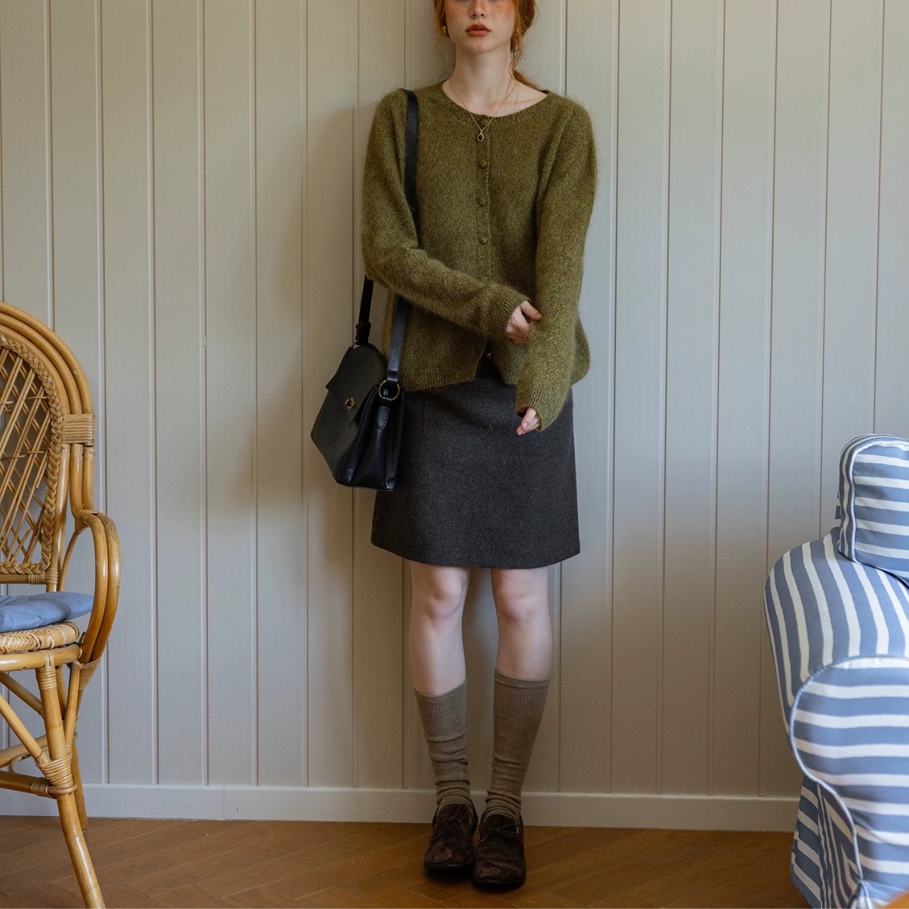 Duveteux Crew Neck Knit Cardigan F0819