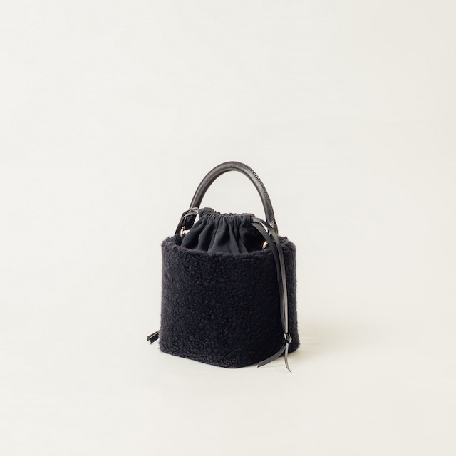 Wool  Boa Basket  -  BLACK