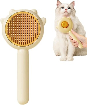 【在庫処分】マジック ペット コーム ペット ヘア クリーナー ブラシ 猫 グルーミング ブラシ 長毛または短毛 猫 犬 ペット マッサージ ブラシ 子猫用 セルフ クリーニング スリッカー コーム 毛のもつれを取り除きます (Yellow)