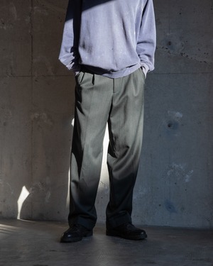 “Yves Saint Laurent pour homme” wide tapered wool gabardine slacks / olive tone / From FRANCE