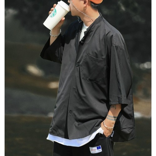 【Ollieo】Solid color short sleeve shirt（ソリッドカラーシャツ）