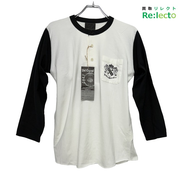 【未使用】BULL ORIGINAL ブルオリジナル BAY SIDE MOTOR GEAR ヘンリーネック 長袖 ロング スリーブ Tシャツ M
