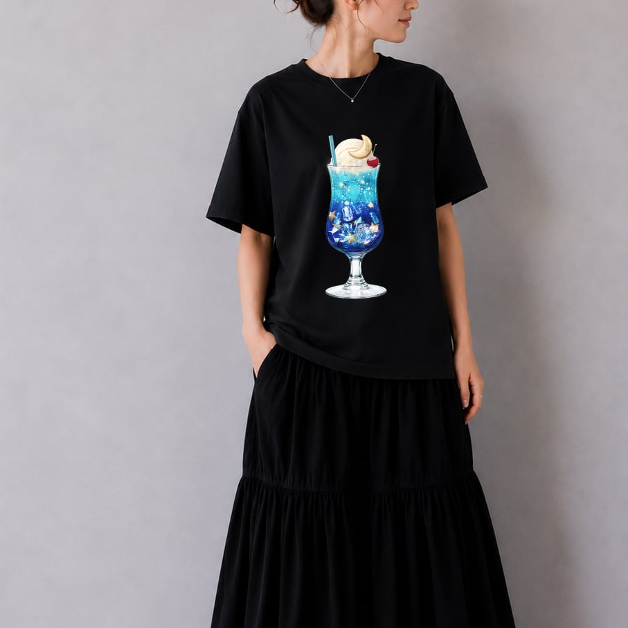 Tシャツ | 星空と鉱物のクリームソーダ | BALCK(ユニセックス)