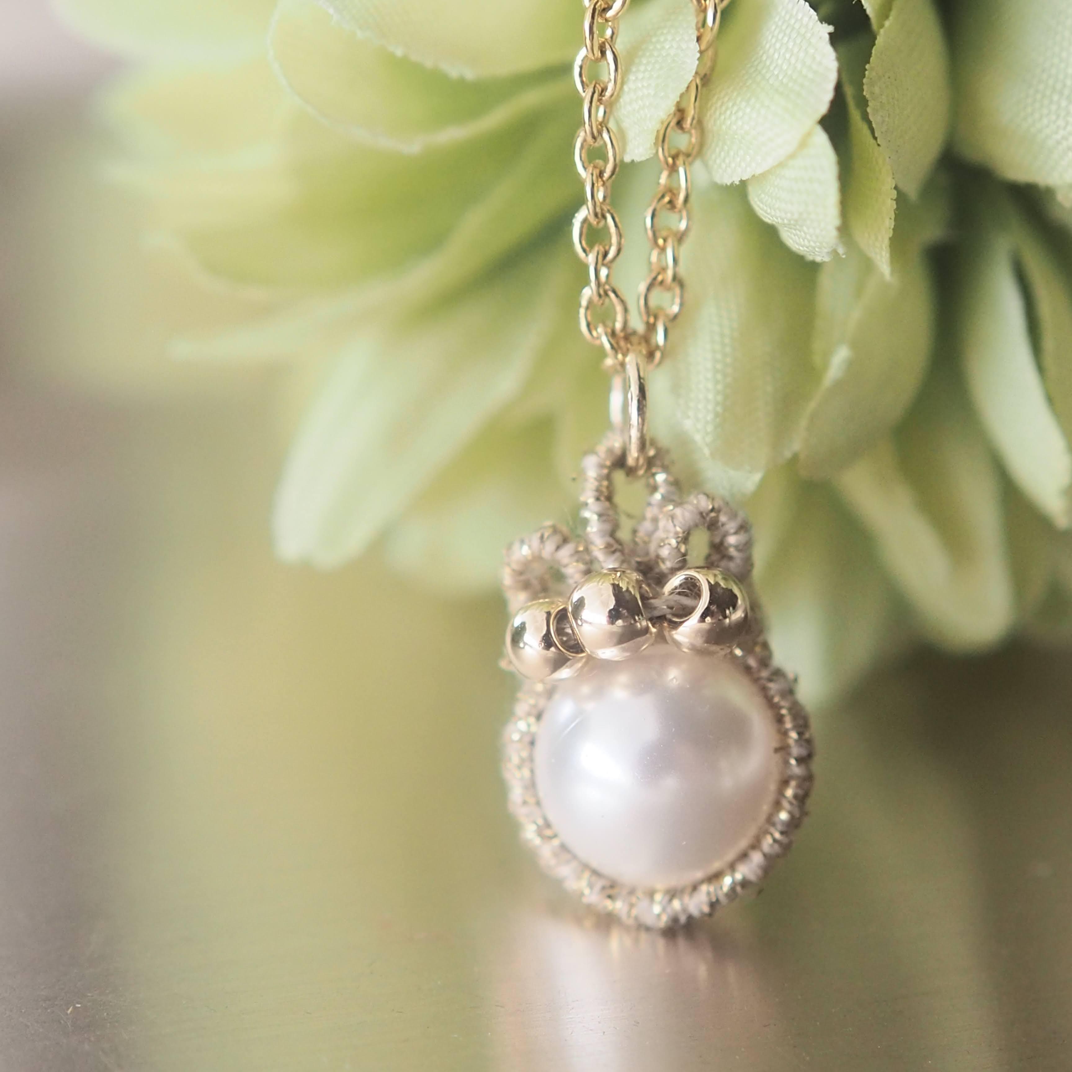 パール 王冠モチーフネックレス(ゴールド)