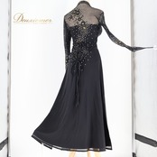 社交ダンス 衣装 ワンピース ドレス 黒 軽い 薄い パーティ 発表会 パーティドレス 上品 スリット ブラック系 モダン ダンス衣装 発表会衣装 スリムデザイン 薄手 おしゃれ フォーマル パーティ ジャズダンス ステージ衣装 ロングドレス レディース