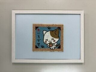 猫×クローバー」10×10cm 〈ウッドバーニングアートフレーム〉 | PAY ID