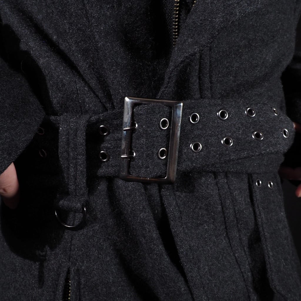 2000s Deformation mode silhouette neck wool long coat