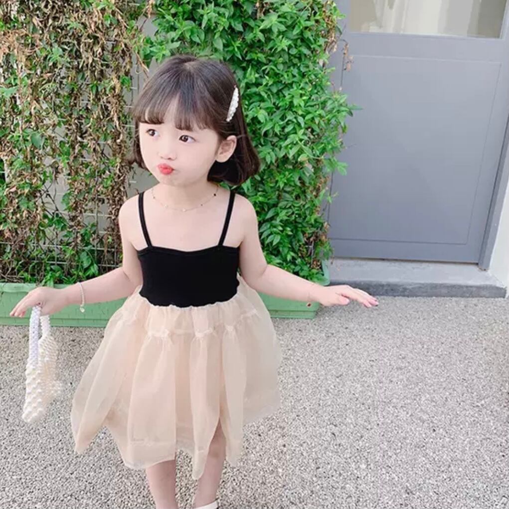 子供服 90〜130 キャミソール ノースリーブドレス チュール ワンピース