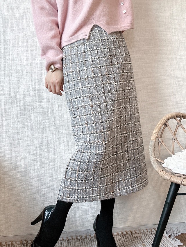 【予約販売】mix tweed skirt (GLAY)