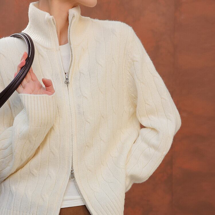 ダブルジップ リブニット カーディガン 3col H11100