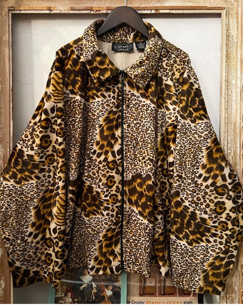 90's〜 Selene sports leopard fleece jacket 【2XL 】