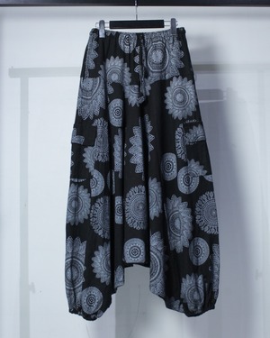 【Caka BLACK】Mandara Pattern Vintage Cotton Sarouel Pants