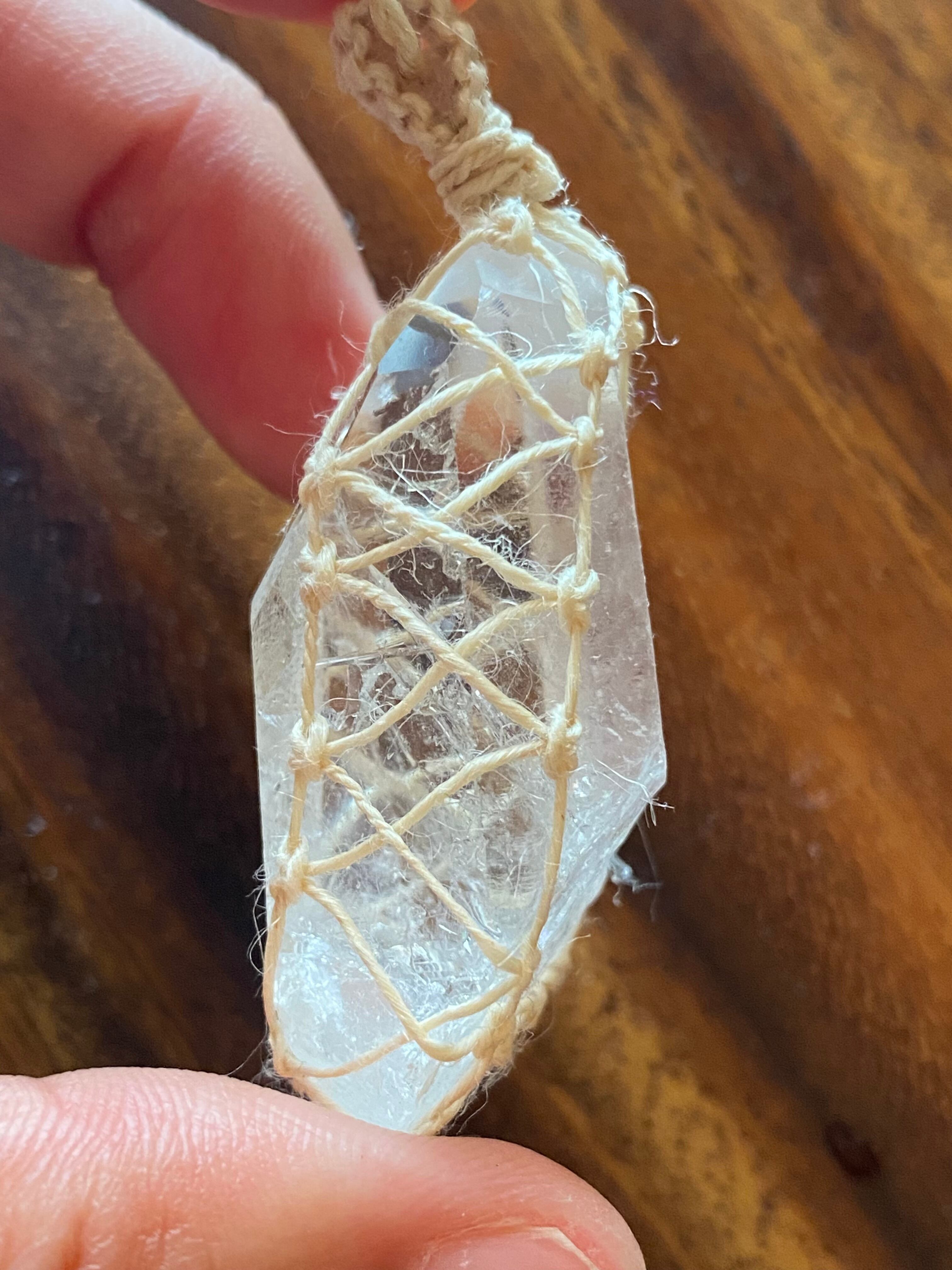 水晶 精麻手績み糸マクラメネックレス | 麻和 awa