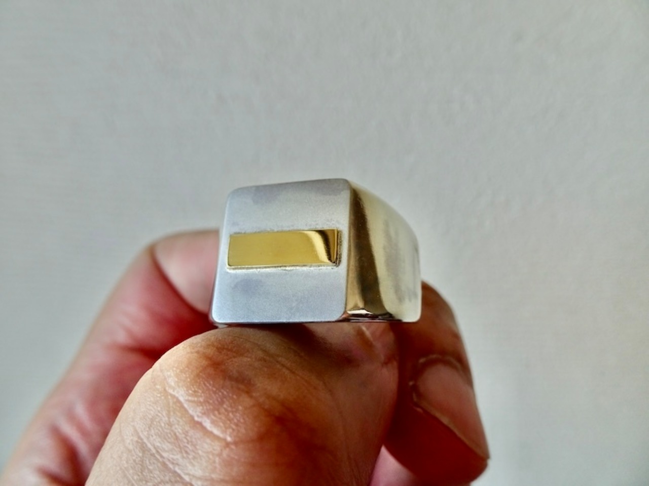 仁尾彫金『k18ステッカー、シルバー印台リング』ハンドメイド308