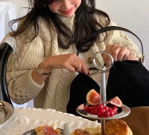 retro twisted high neck knit cardigan【2024092902】