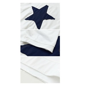 星型アップリケ　ボックスシルエット　五分袖Tシャツ 　A00282