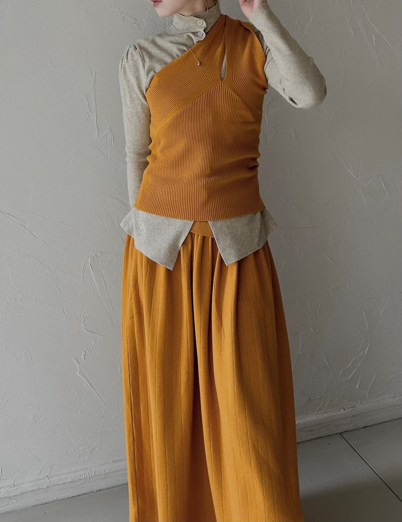 Multiway Rib Knit Top & Skirt /  2SET / YELLOW - 2
