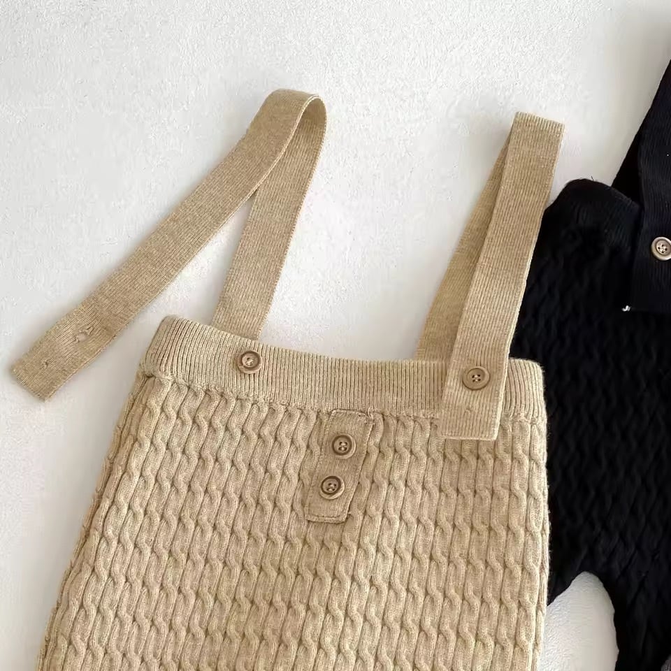 ボーダーニット×サロペットセットアップ