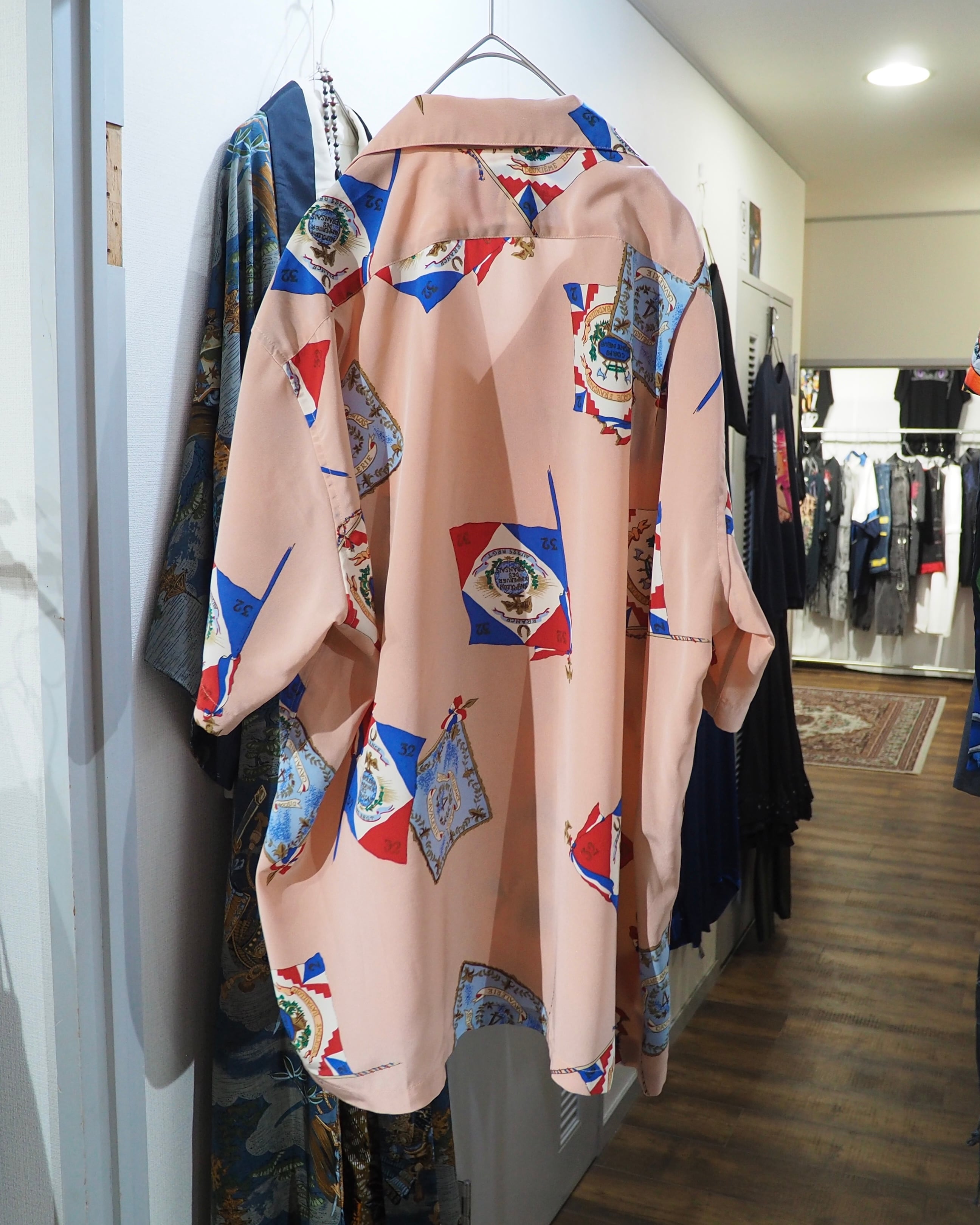 1990s " Karl Helmut " Flag pattern Design vintage SS open Collar shirt
