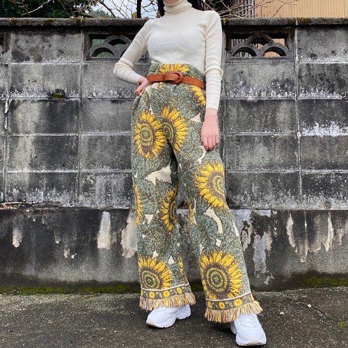 Handmade jacquard pants sunflower