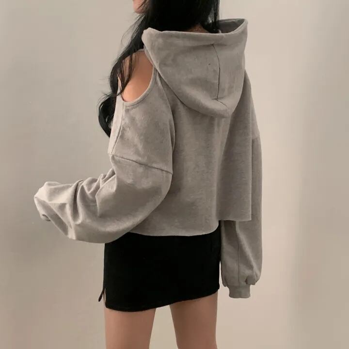 tops】オフショルダーフーディーパーカー M18906 | nanastyle