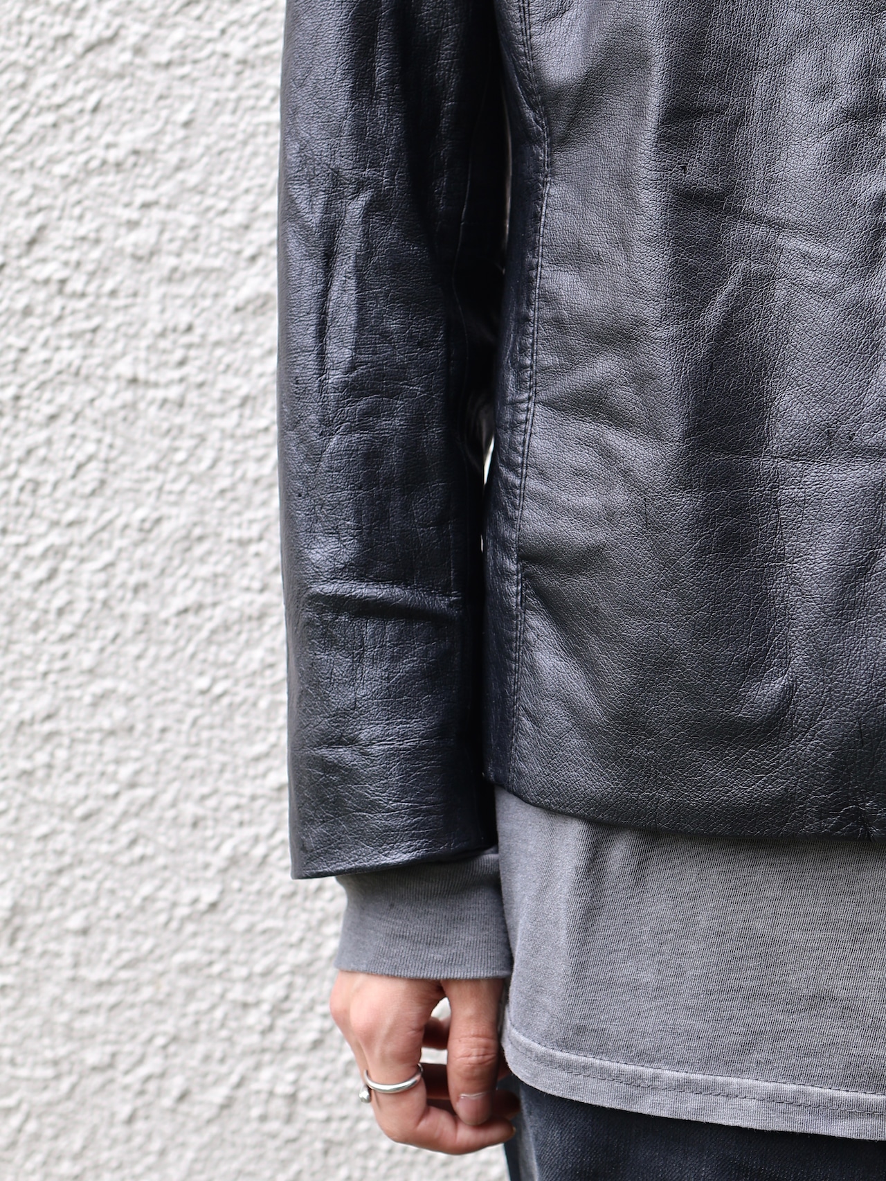 minimal zip up leather jacket