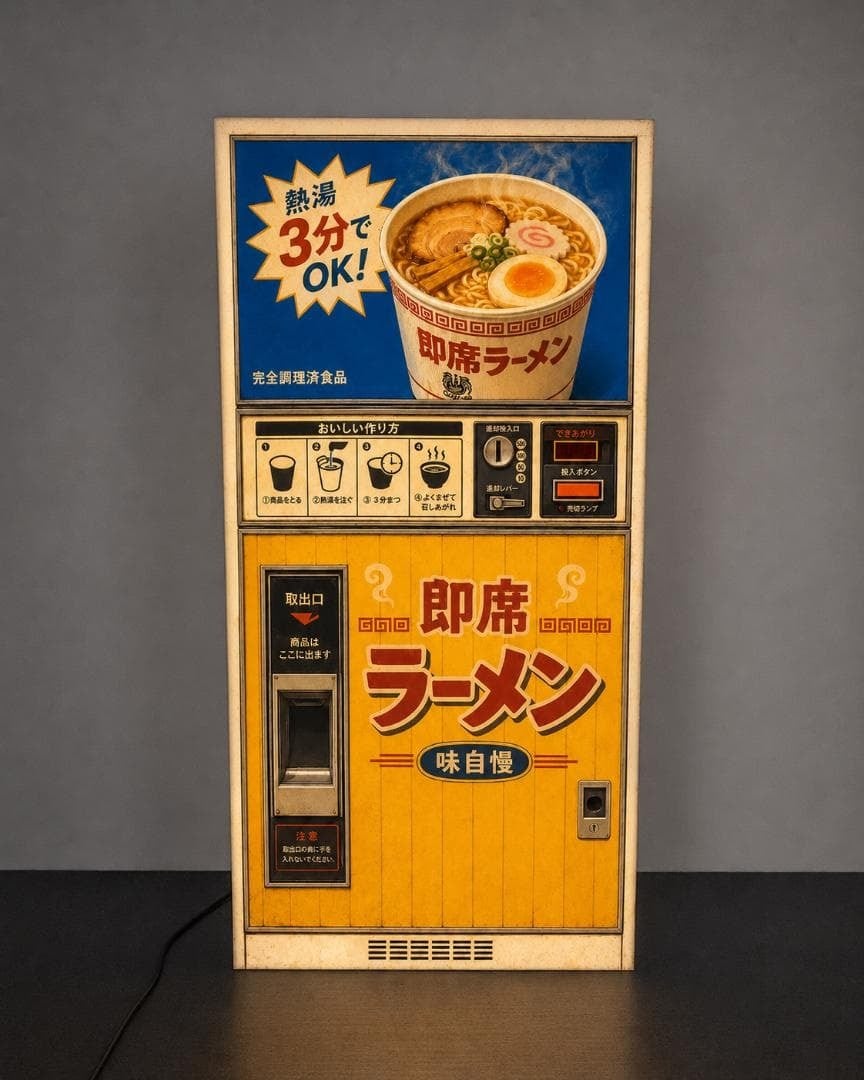 【オーダー無料】即席ラーメン 自動販売機 レトロ 看板 置物 雑貨 ライトBOX 名前変更無料】スナック 酒場 宅飲み プレゼント 昭和 レトロ サイン