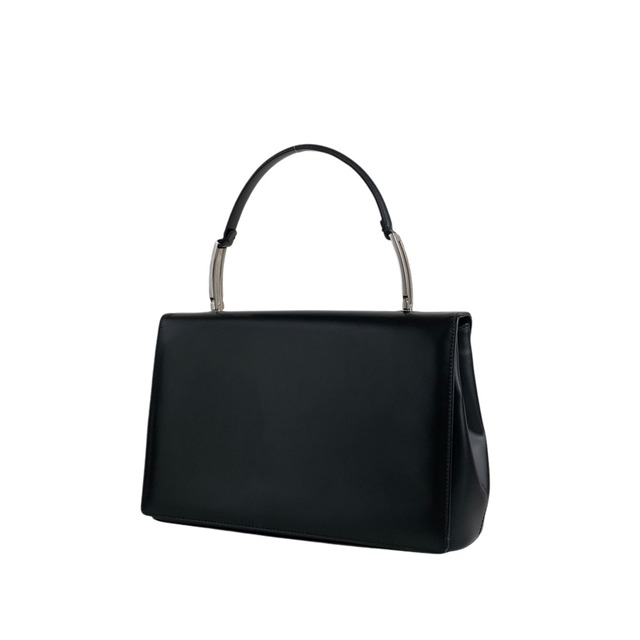 Salvatore Ferragamo サルヴァトーレ フェラガモ ハンドバッグ ブラック レザー フラップ トップハンドル vintage ヴィンテージ オールド sca6k6