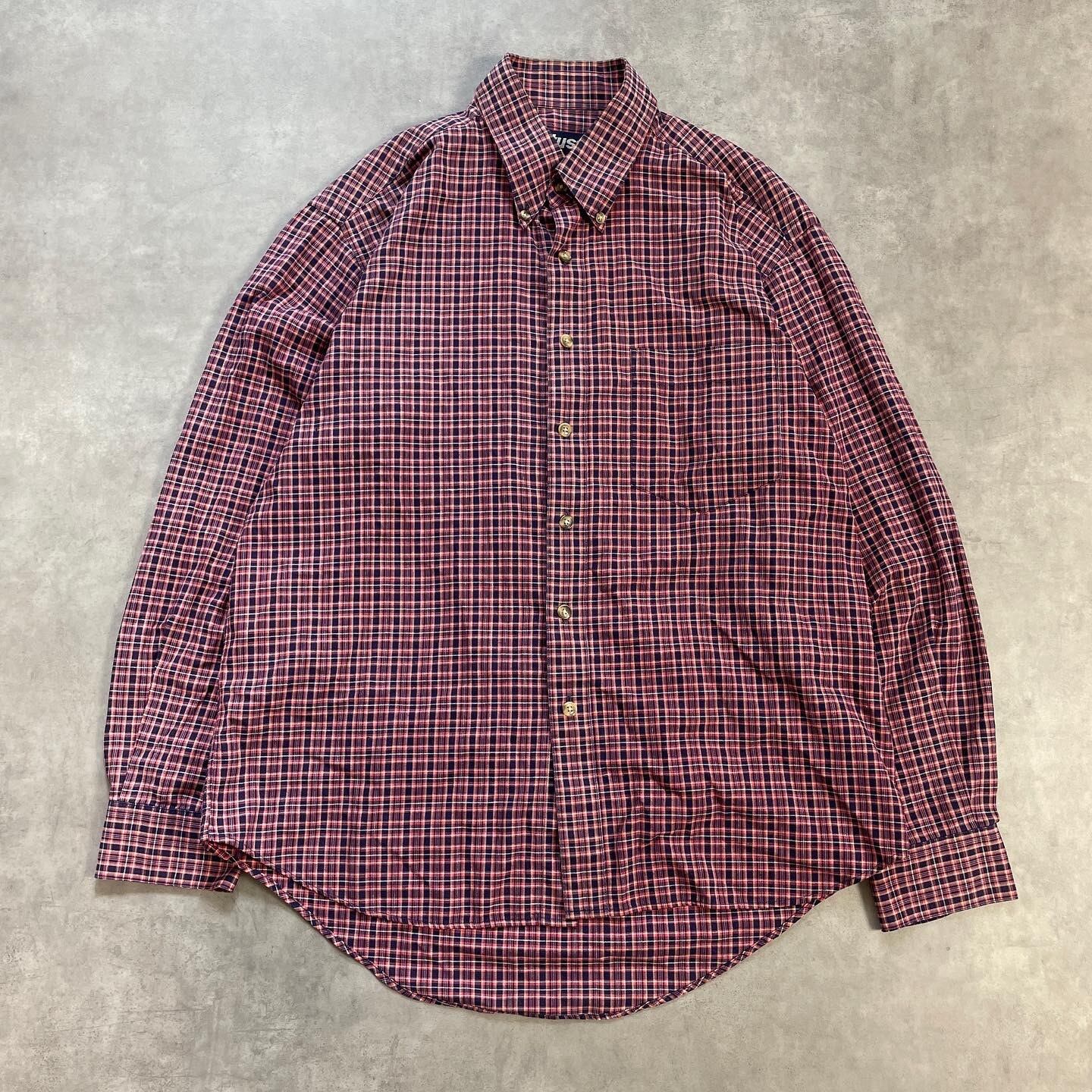 90s old stussy チェックシャツ 長袖 紺タグ L