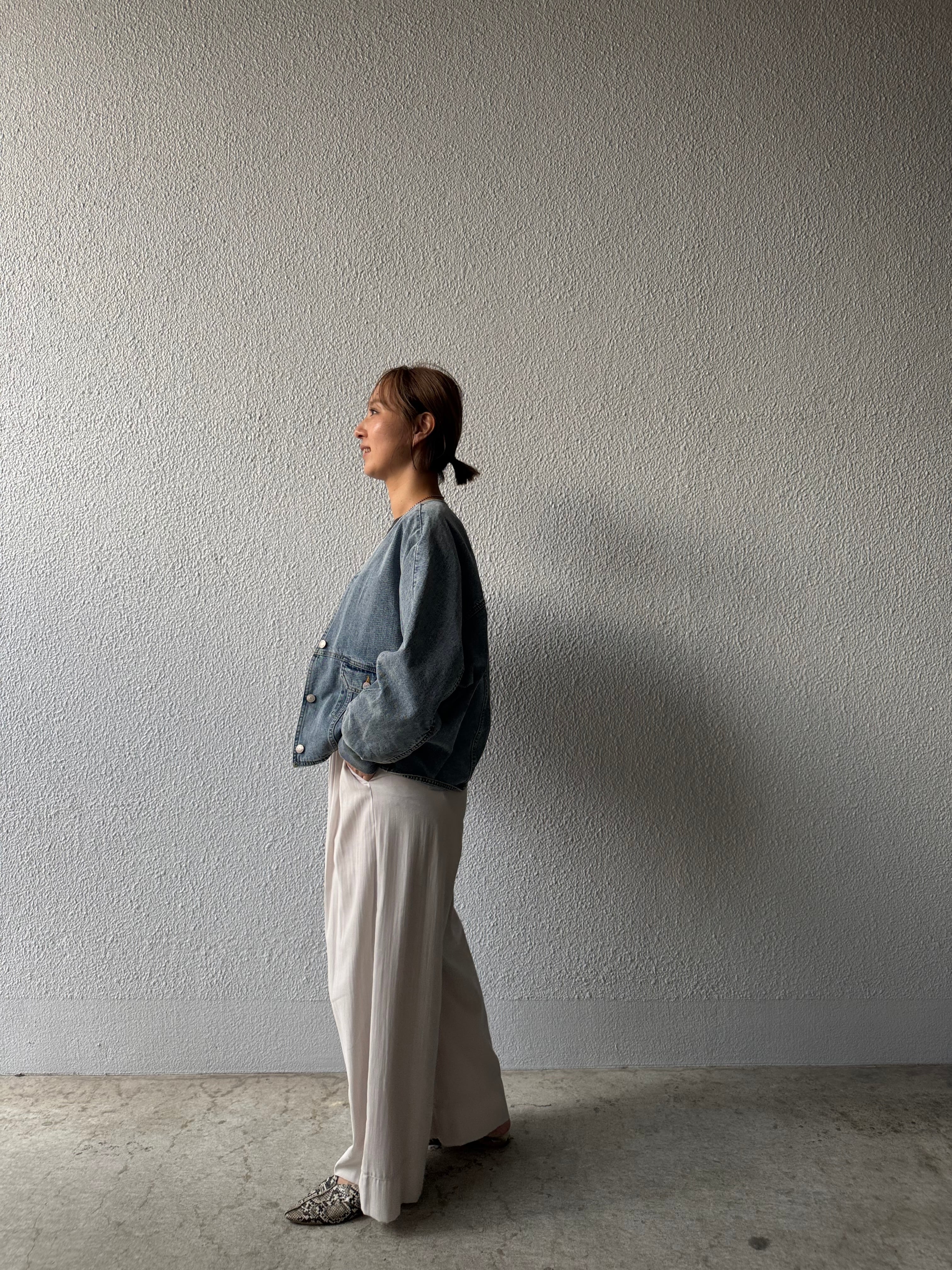 PASSIONE】袖リブノーカラーデニムジャケット 536406 | MIEL