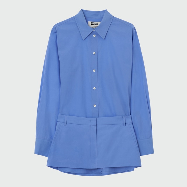 EENK　OVERSIZED SHIRT WITH SKIRT BELT　BLUE