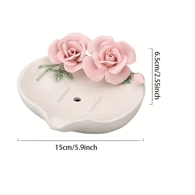 極美品】イタリア製 ヴィンテージ ソープディッシュ 陶花 薔薇 小物