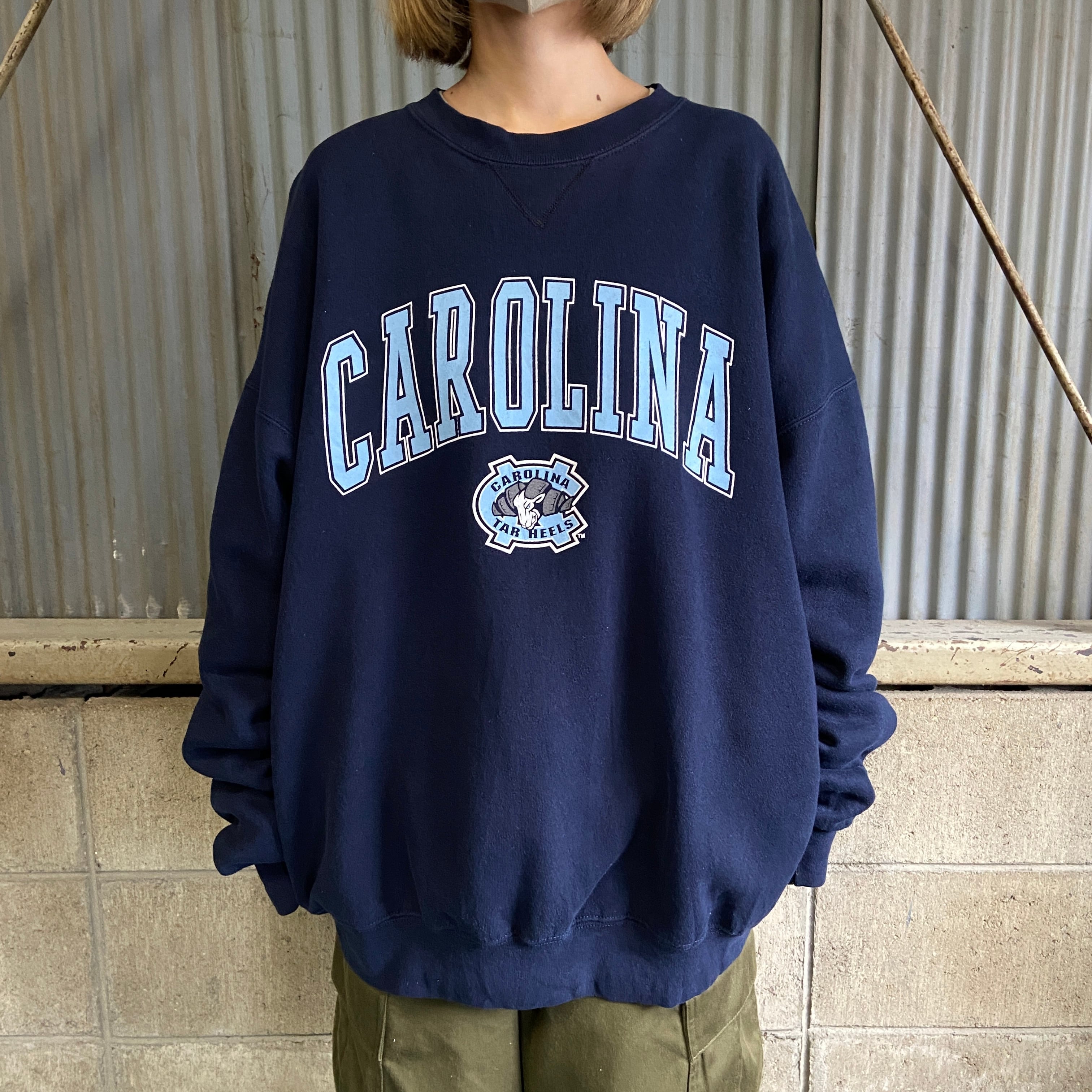 ビッグサイズ USA製 90年代 CAROLINA カレッジロゴ スウェット メンズ2XL 古着 90s ヴィンテージ ビンテージ トレーナー  ネイビー 紺 大きいサイズ【スウェット】【SW20】【AN20】 | cave 古着屋【公式】古着通販サイト